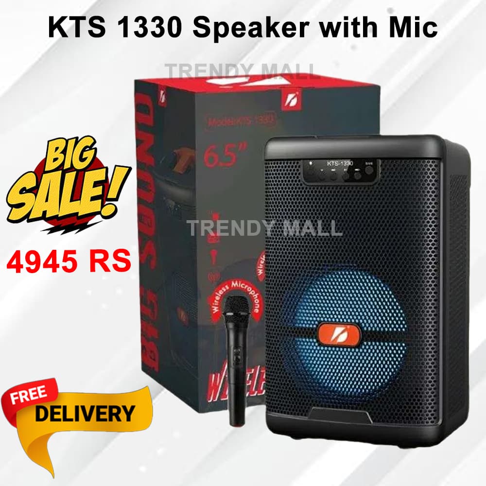 KTS 1330 Portable Bluetooth Speaker with Wireless Mic